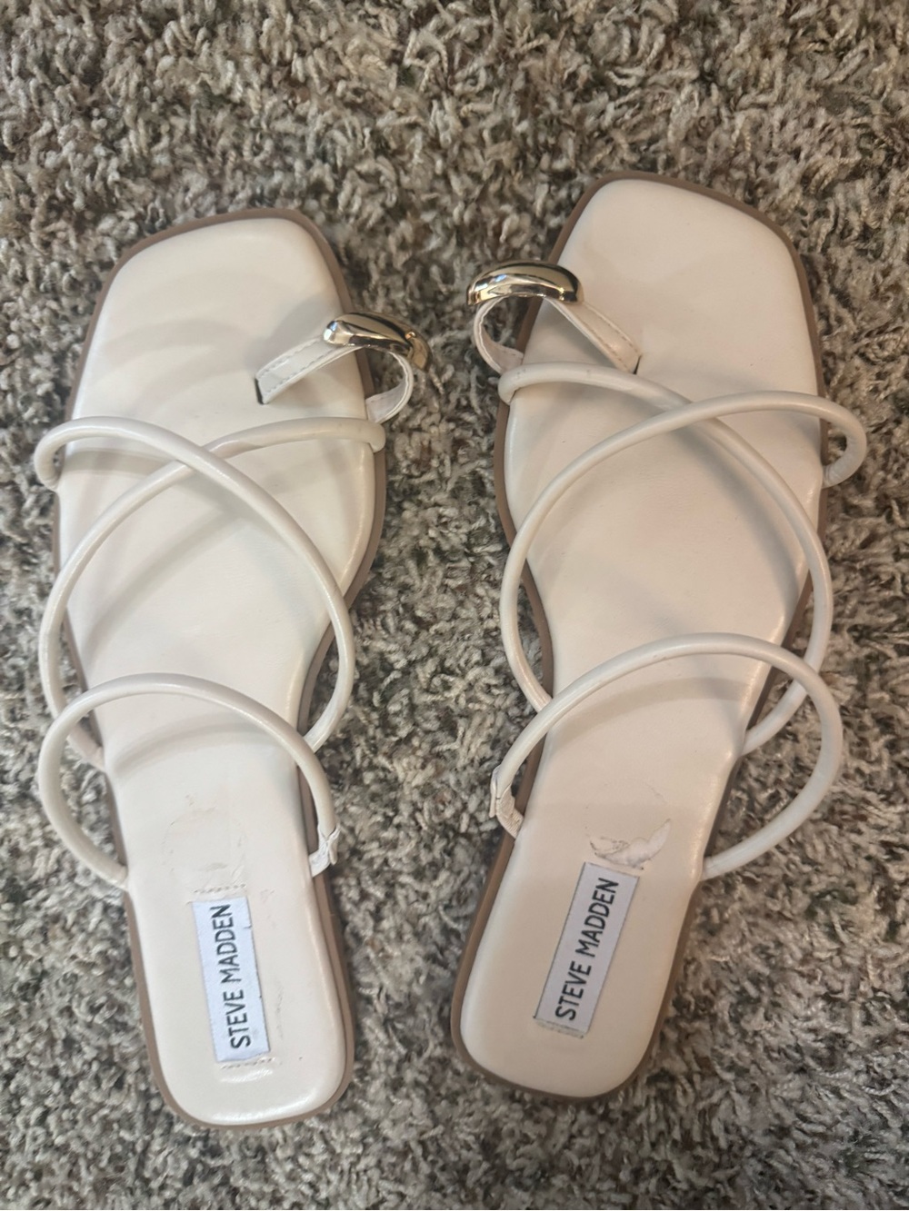 Steve Madden White Strappy Square-Toe Sandals